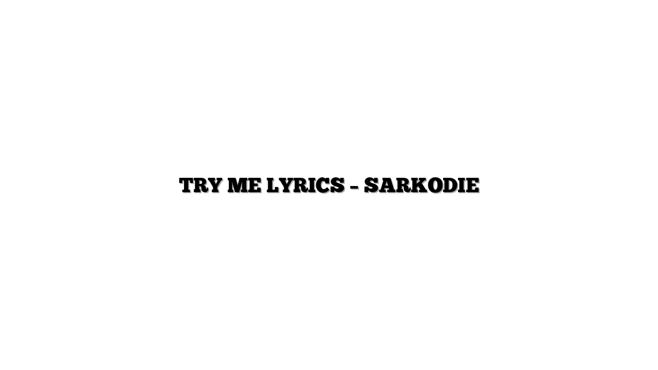 TRY ME LYRICS – SARKODIE