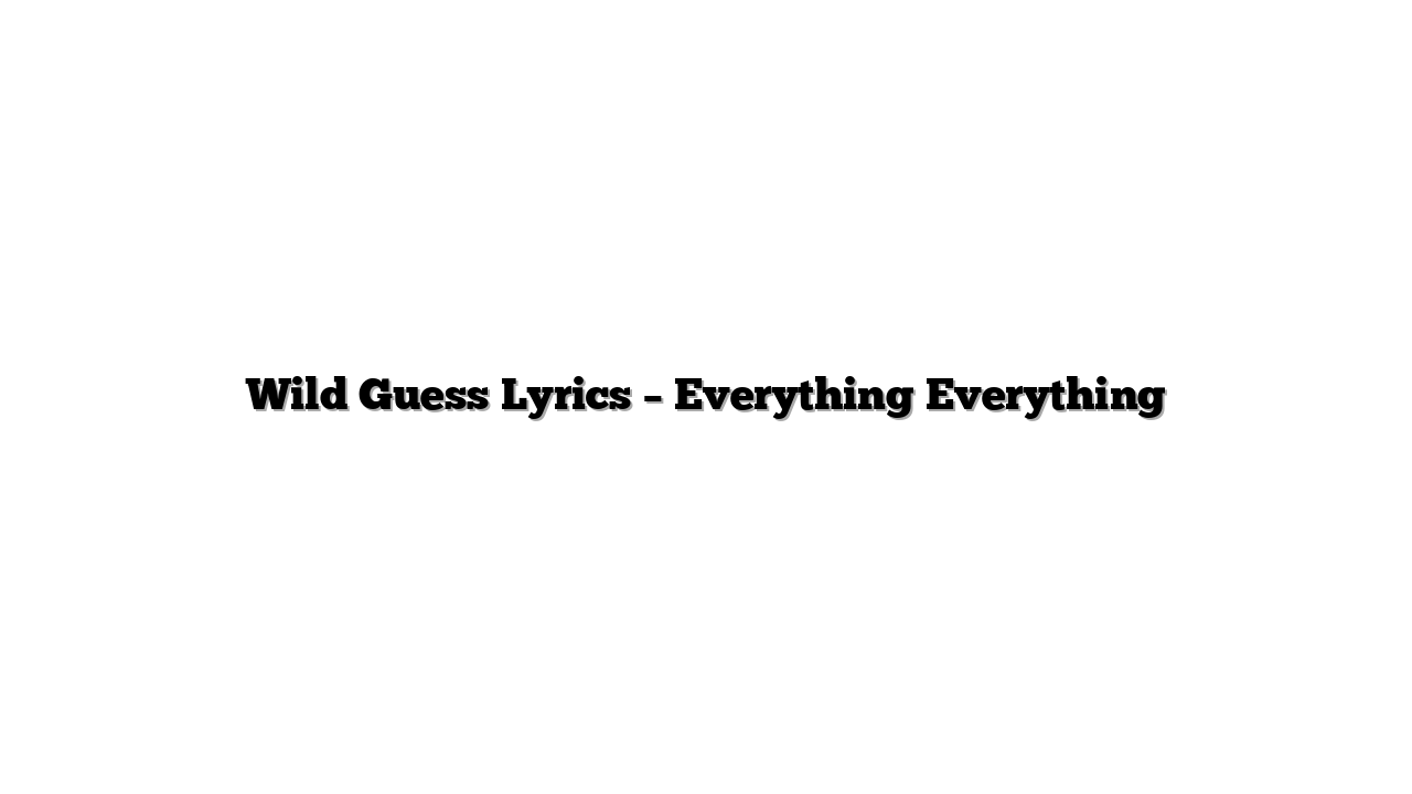Wild Guess Lyrics – Everything Everything